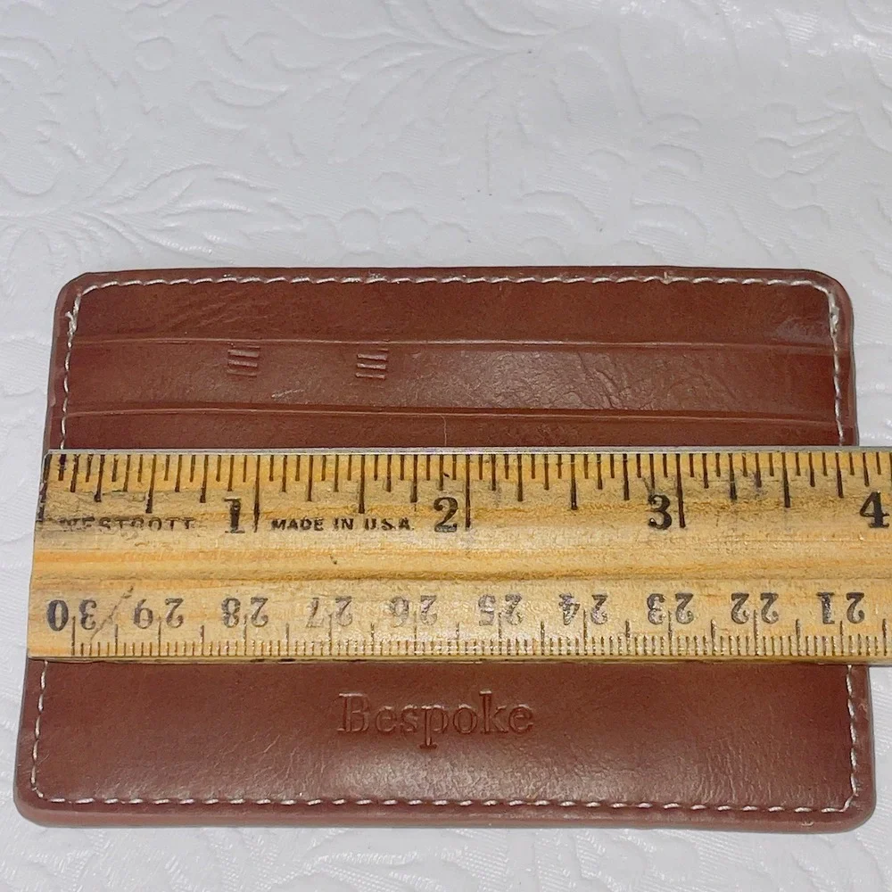 Bespoke Mens Card Holder Slim Wallet OS Brown Faux Leather Contrast Stitch